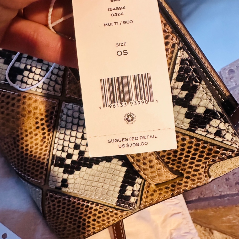 Tory Burch Green and Brown Satchel with Patchwork Design - Picture 8 of 10